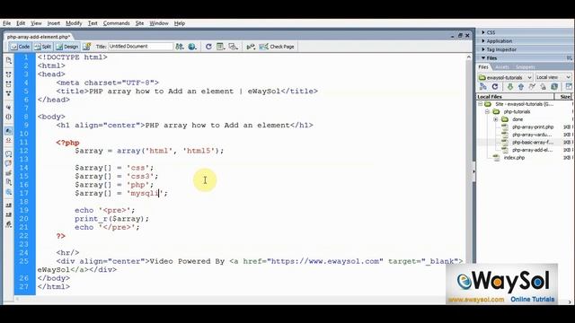PHP array how to Add an element | eWaySol смотреть онлайн