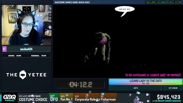 Lizard Lady vs the Cats by Asuka424 in 4:12 - Awesome Games Done Quick 2023 смотреть онлайн