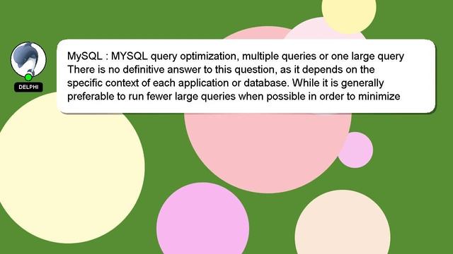 MySQL : MYSQL query optimization, multiple queries or one large query смотреть онлайн