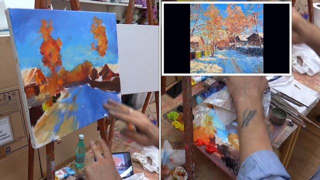 Солнечный день. Мастер-класс на двух холстах. Master Class On Two Canvases