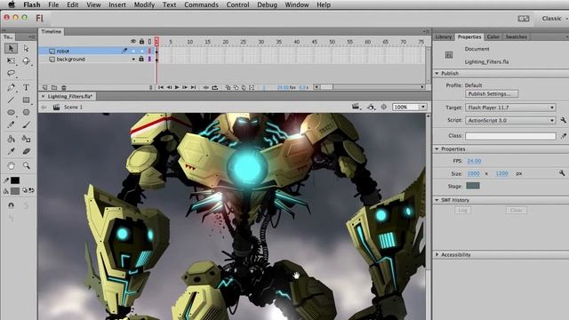 How to Draw Giant Robots in Adobe Flash - Session 7 - 02 Lighting and Filters смотреть онлайн