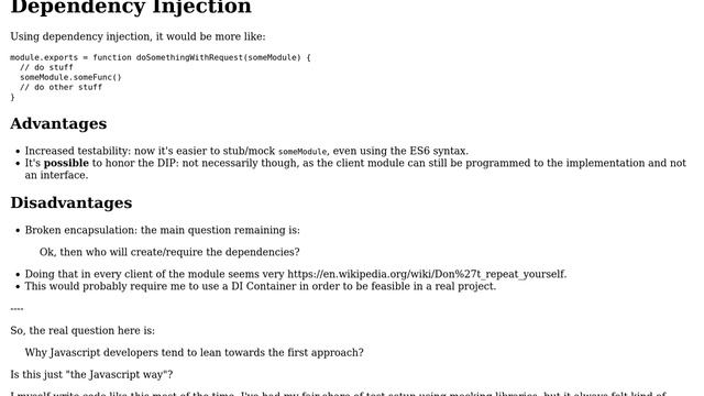 Software Engineering: Module Requiring vs Dependency Injection in Javascript смотреть онлайн