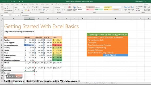 Excel 2019 Tutorial for Office 365: Calculating the Max, Min, Average and Count смотреть онлайн