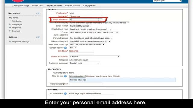 How-to Update Your Email In Moodle