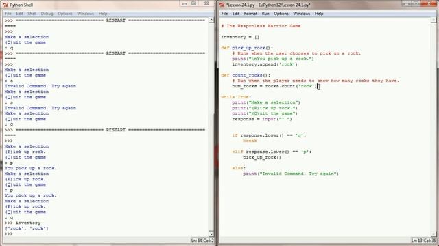 Python Tutorial v3.2.5 Lesson 24.1 - Simple Game Development Using Lists смотреть онлайн