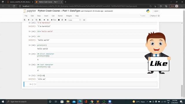 Python Crash Course part 2 : String in Python : Sequence datatype: String Interpolation & Formattin смотреть онлайн