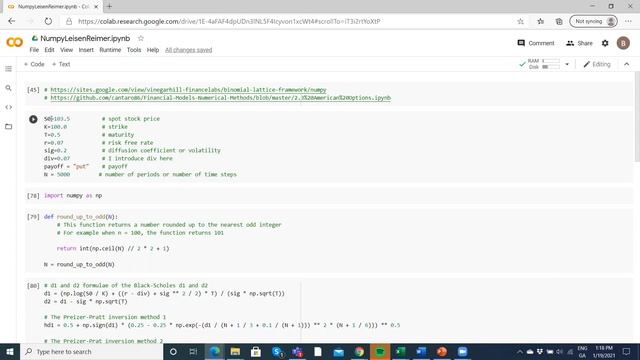 Speeding up Binomial American Option pricing for Leisen Reimer tree using numpy смотреть онлайн
