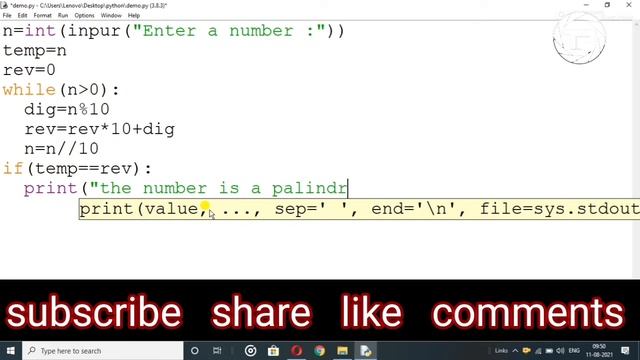 how to create palindrome number in python programming ||technical programmer смотреть онлайн
