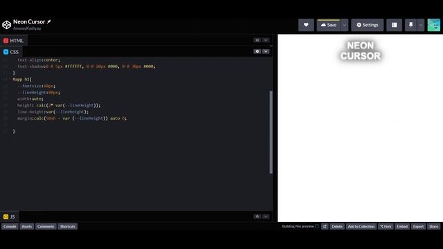 CSS Custom Neon Cursor - Codepen