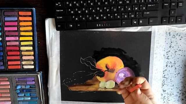 Как нарисовать фрукты "пастелью" на наждачной бумаге - Fruit Pastel Speed Art смотреть онлайн