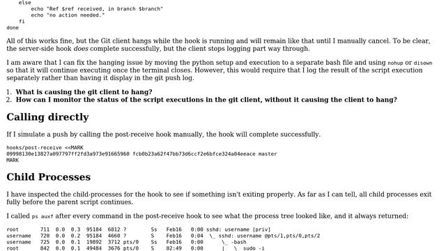 How to prevent Git client hanging during post-receive hook? смотреть онлайн
