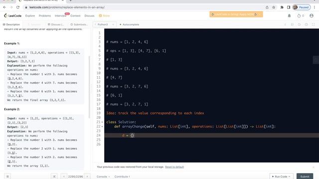 Leetcode 2295 replace elements in an array смотреть онлайн