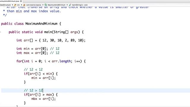 Find Maximum and Minimum Value in Array - Java Code смотреть онлайн