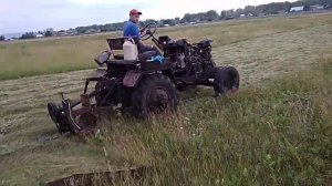 Конная косилка переделанная.Самодельный минитрактор двигателем Ока segment mower. डू-इट-खुद ट्रैक्ट