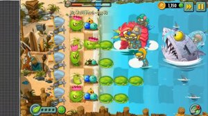 Прохождение Растения против зомби 2, Пляж большой волны, 32-й день, Подводный Зомбот-акулотроник