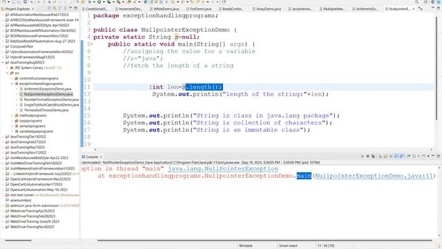 CoreJava ExceptionHandling Programs Sept 19 2023 смотреть онлайн