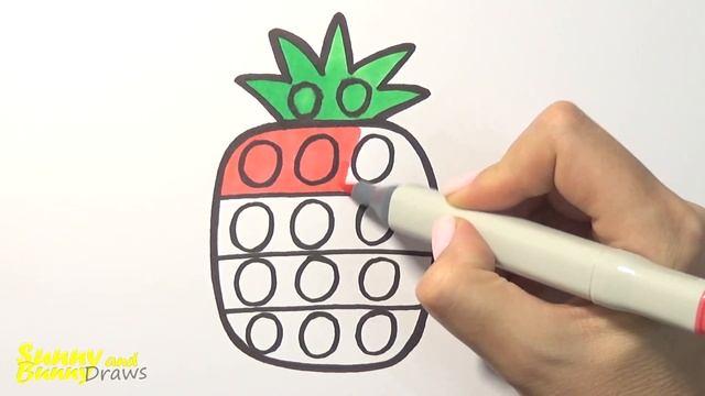 Рисунок и раскраска Ананас Поп ит ?? Рисунки для детей | Sunny Yellow Art смотреть онлайн