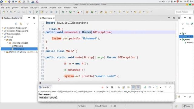 89 Java advanced Exception Handling Throws keyword الاستثناء смотреть онлайн