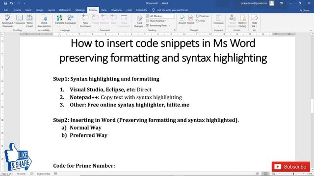 How to easily insert code snippet into Word preserving format, syntax highlighting & line numbers смотреть онлайн