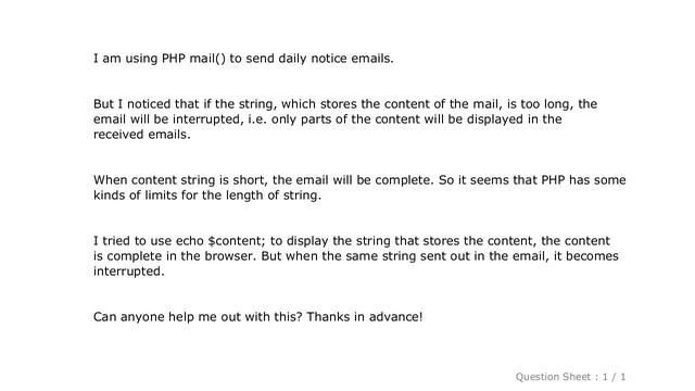 HTML : PHP email interrupted if content exceeds certain limit смотреть онлайн