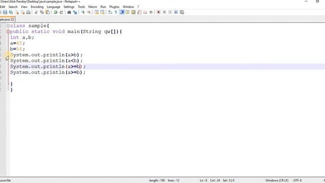 lec 8 java tutorial in hindi (relational Operator in java in hindi) смотреть онлайн