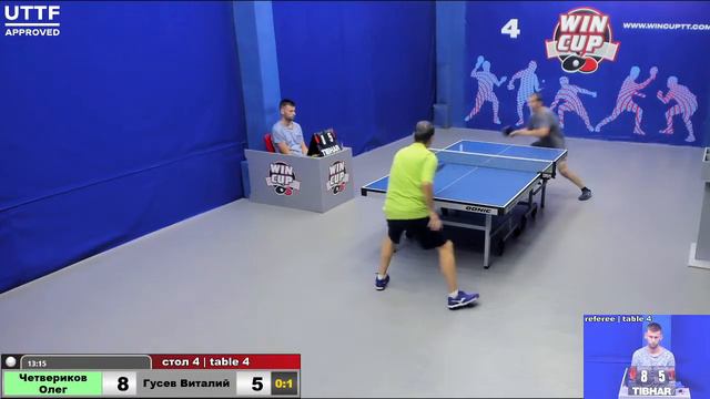 23:10 Четвериков Олег (3:1) Гусев Виталий  стол 4  Юг-4 15.07.21
