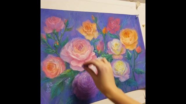 Pastel painting. Roses. Розы пастелью. Ускоренное видео процесса смотреть онлайн