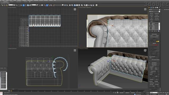 3d моделирование дивана в 3d max. sofa DV Home Kensington. 3d modeling. смотреть онлайн