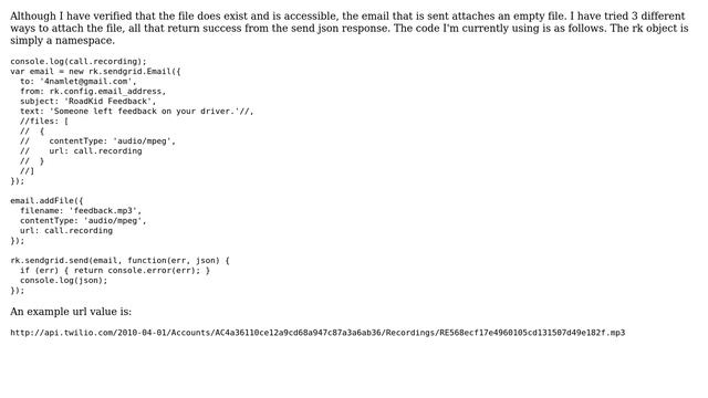 Using Sendgrid with node.js attachments are empty / broken смотреть онлайн