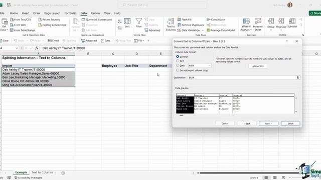 Splitting Data in an Excel Spreadsheet Using Text to Columns смотреть онлайн