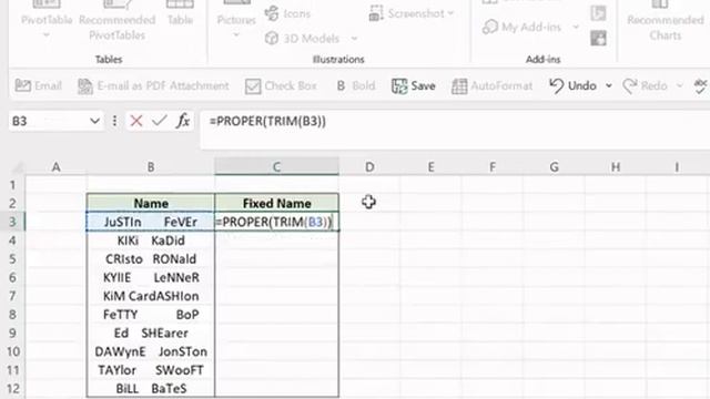 PROPER and TRIM functions in EXCEL смотреть онлайн
