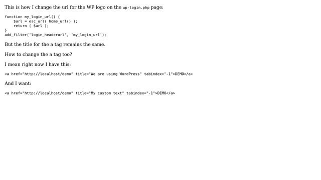 Wordpress: How to change the title attribute for the WP logo image on wp-login.php? смотреть онлайн