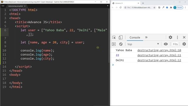 Advance JavaScript - Destructuring Array Tutorial in Hindi / Urdu смотреть онлайн