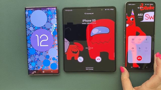 Samsung Z Flip 3 vs Note20 Ultra vs Z Fold 3 Full Screen vs Mini Pop Up Call Display Incoming Calls смотреть онлайн