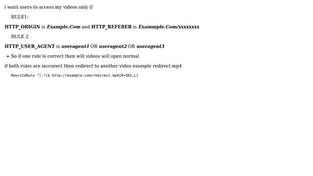 .htaccess redirect to another video if HTTP_ORIGIN and user agent are not like this смотреть онлайн