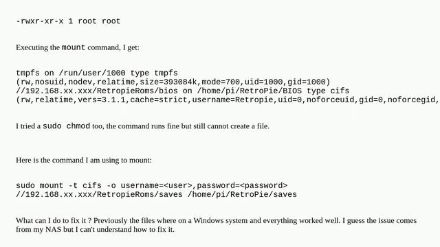 Mounting a drive from my Synology NAS to my Raspberry pi system (Retropie): No write rights? смотреть онлайн