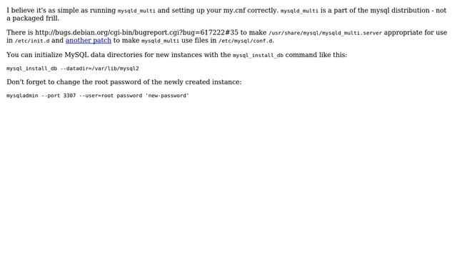 What is the 'Debian way' of installing multiple MySQL instances on a single server? смотреть онлайн
