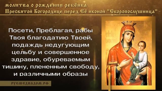 Молитва о рождении ребёнка Пресвятой Богородице перед Ее иконой «Скоропослушница» смотреть онлайн
