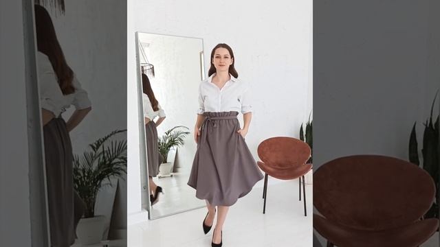 Серая юбка трапеция миди / wildberries Купить юбку вайлдберриз / выпускной/модная юбка / юбка миди смотреть онлайн