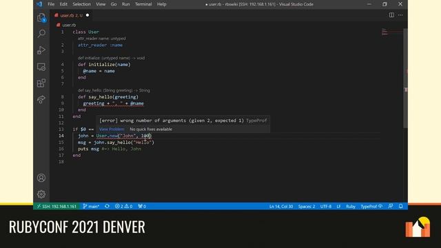 RubyConf 2021 - Enjoy Ruby Programming in IDE and TypeProf by Yusuke Endoh смотреть онлайн