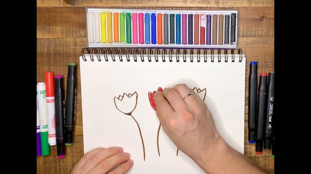 Урок рисования для детей от 3 лет. Рисуем Тюльпаны! смотреть онлайн