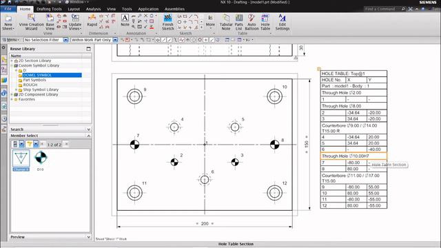 Siemens NX- How To Make Hole Table In NX Drafting