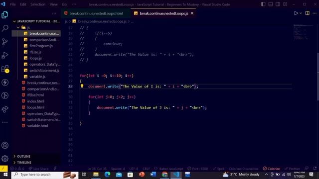 Javascript Tutorial: Mastering JavaScript: Break and Continue Statements, Nested Loops in Javascrip смотреть онлайн