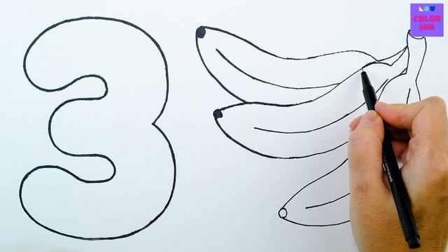 Рисуем цифру 3. Раскраска для детей смотреть онлайн