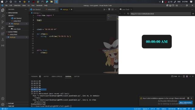 pyWeb part 1 || html + python live clock || #pyWeb смотреть онлайн