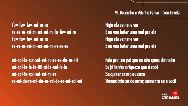 MC Bruninho e Vitinho Ferrari - Sou Favela - Flauta Doce (Notas) смотреть онлайн