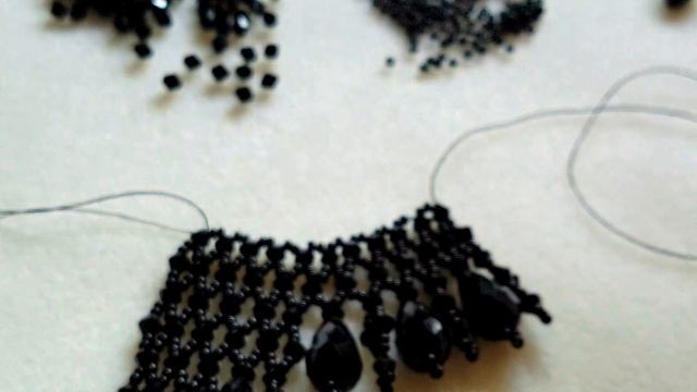 Beaded Necklace/Necklace/Beaded Black Necklace/Колье из бисера/Колье из бусин и бисера/Как сделать/
