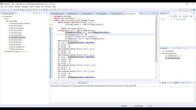 Video_42 Grid Bag Layout in java смотреть онлайн