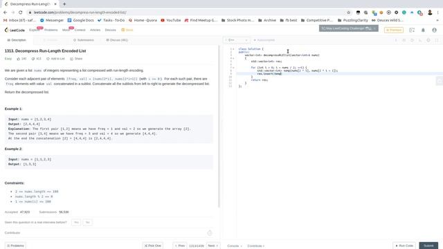 LeetCode 1313 Decompress Run Length Encoded List смотреть онлайн
