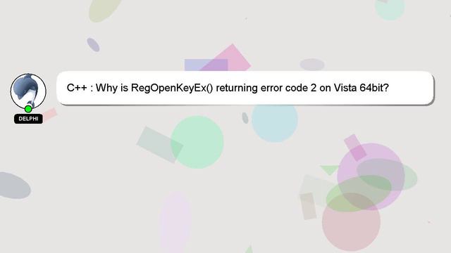 C++ : Why is RegOpenKeyEx() returning error code 2 on Vista 64bit? смотреть онлайн